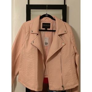 Pink Faux Leather Jacket